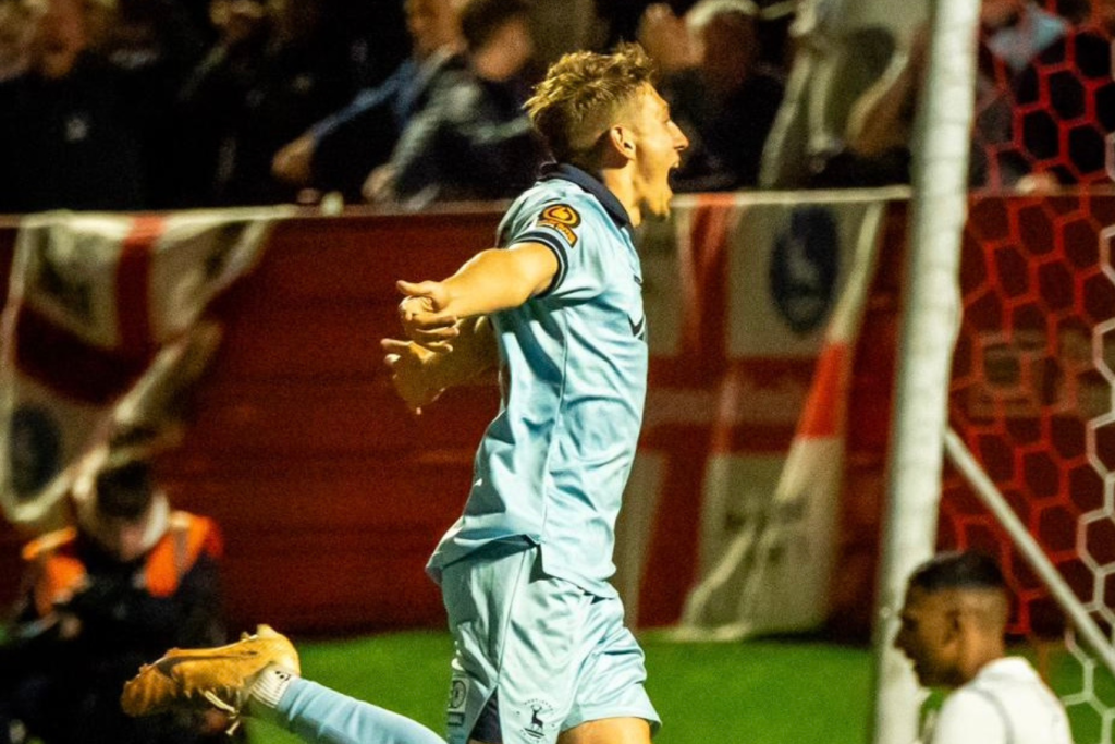 Joe Grey scoring for Pools v Tamworth